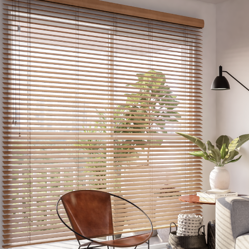 Persiana Horizontal de Madeira Natural Caramelo
