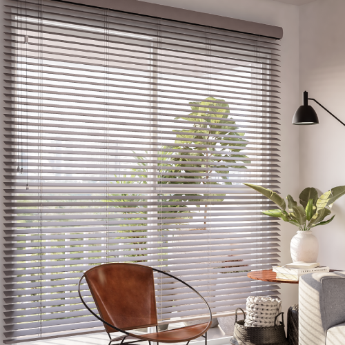 Persiana Horizontal de Madeira Natural Cinza