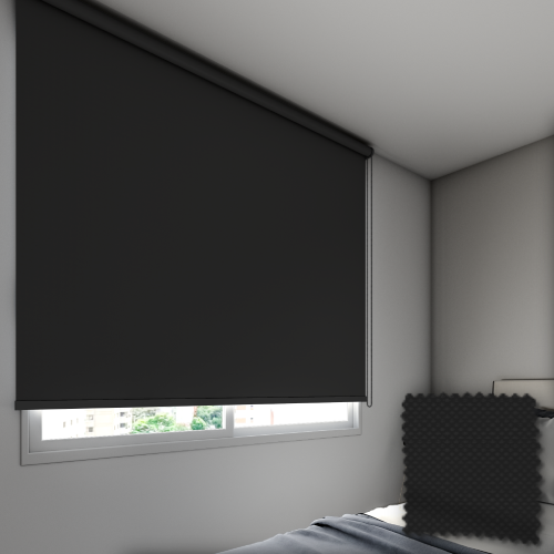 Persiana Rolô Blackout Liso PVC Preto