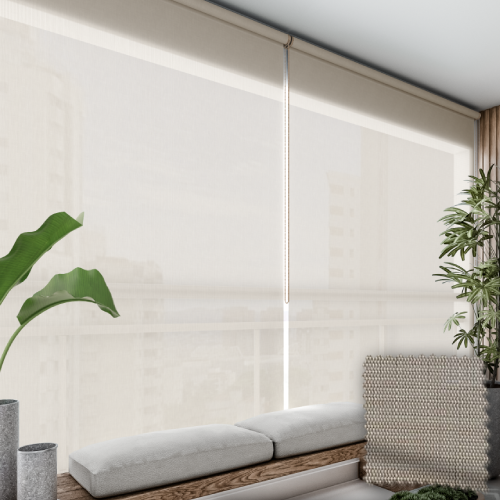 Persiana Rolô Tela Solar 3% Rústica Milk