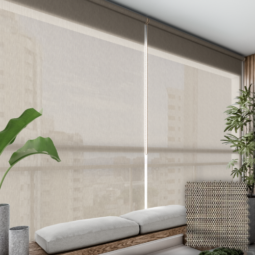 Persiana Rolô Tela Solar 3% Rústica Capuccino