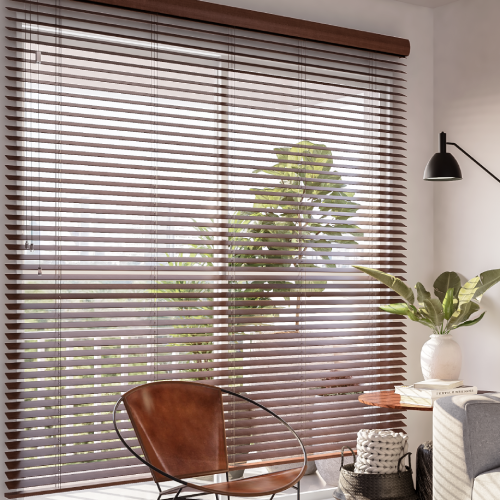 Persiana Horizontal de Madeira Natural Marrom