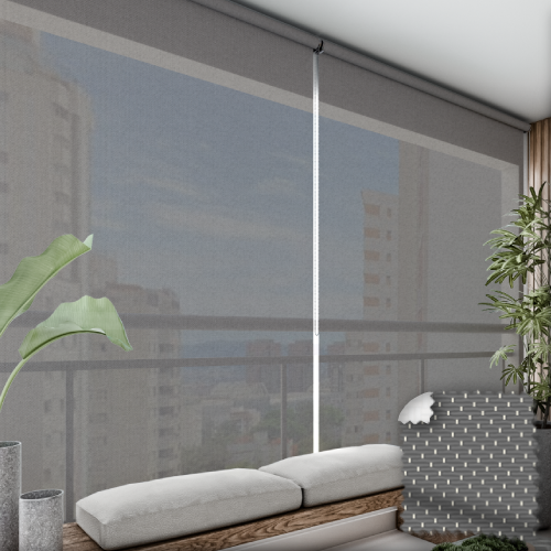 Persiana Rolô Tela Solar 3% Dupla Face (Traseira Branco / Dianteira Cinza)
