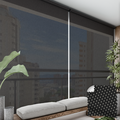 Persiana Rolô Tela Solar 3% Dupla Face (Traseira Branco / Dianteira Chumbo)