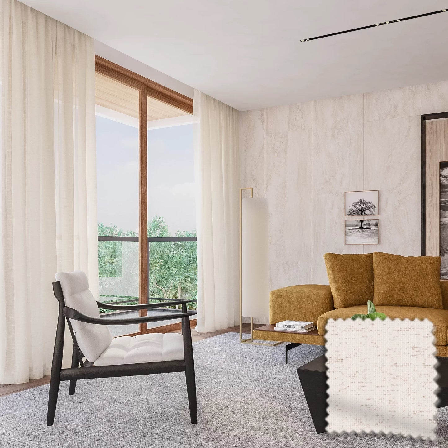 Cortina Gaze de Linho Rústico- Bege Texturizado