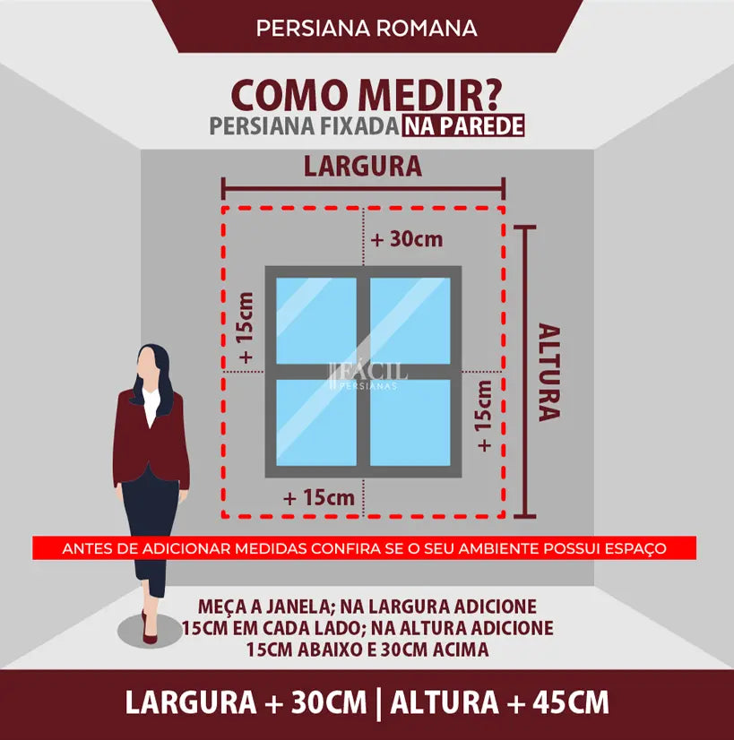 Persiana Romana Tecido Clean Preta - Blackout