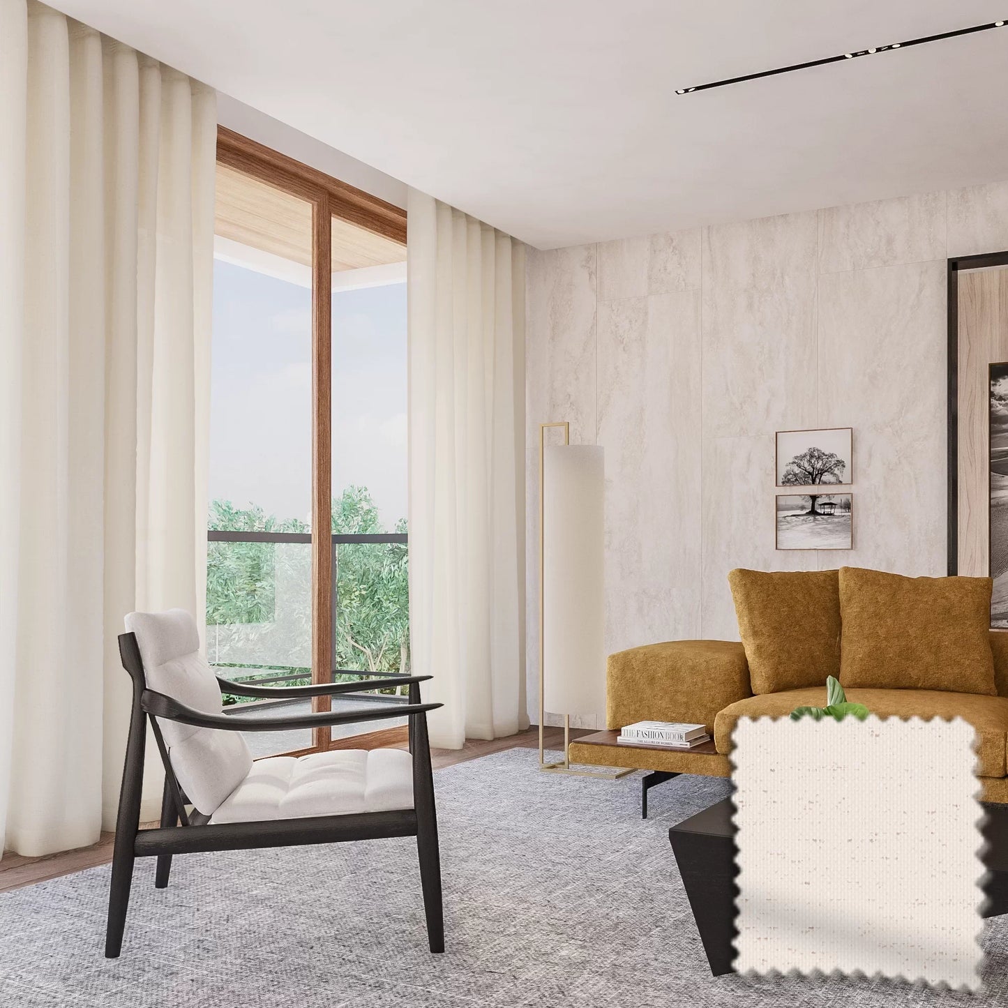 Cortina Gaze de Linho Rústico- Bege Texturizado